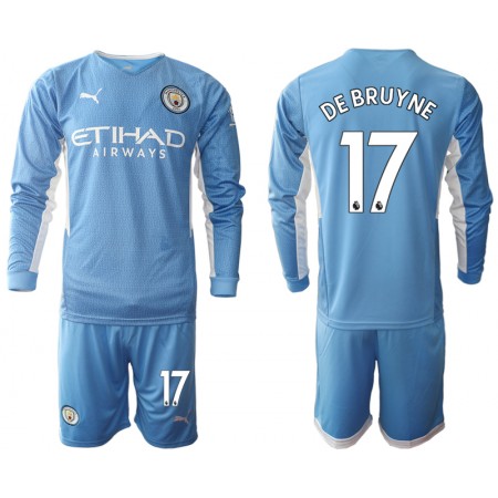 Fußballtrikots Manchester City Kevin De Bruyne 17 Kinder 2021-2022 Langarm Heimtrikotsatz kaufen
